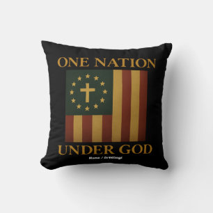 One Nation Under God Flag Patriotic Christian Cushion