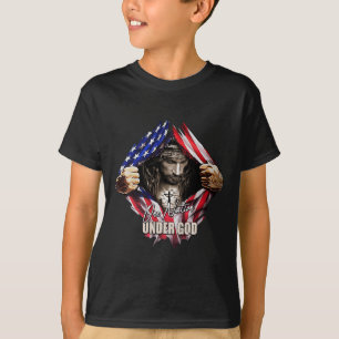 One Nation Under God Jesus Art Us Flag Christian M T-Shirt