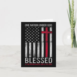 One Nation Under God Jesus Blessed American Flag 4 Card