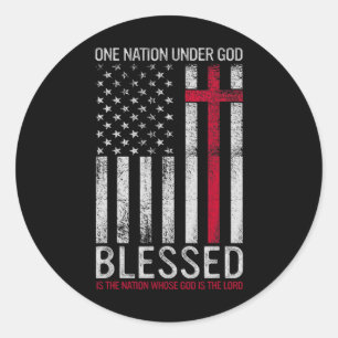 One Nation Under God Jesus Blessed American Flag 4 Classic Round Sticker