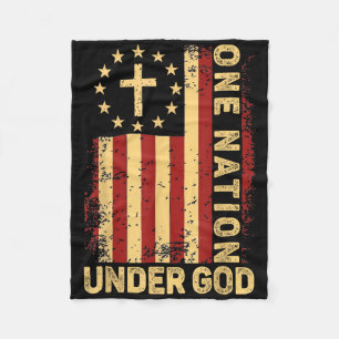 One Nation Under God Jesus Christian Cross America Fleece Blanket