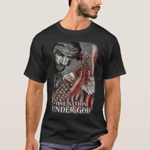 One Nation Under God Jesus Christian Eagle America T-Shirt