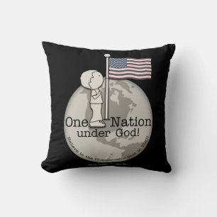 One Nation Under God-Little Boy at US Flag Cushion