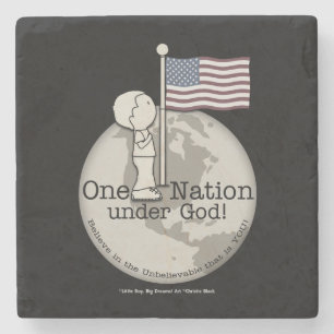 One Nation Under God-Little Boy at US Flag Stone Coaster