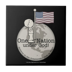 One Nation Under God-Little Boy at US Flag Tile