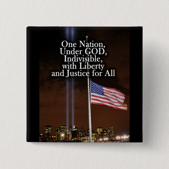 One Nation Under God Patriot Day 9/11 Patriotic 15 Cm Square Badge (Front)