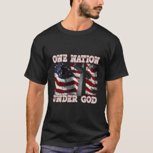 One Nation Under God Patriotic Christian Cross Ame T-Shirt