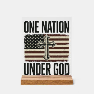 One Nation Under God Patriotic Cross Acrylic Sign