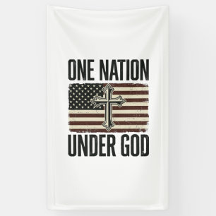 One Nation Under God Patriotic Cross Banner