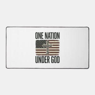 One Nation Under God Patriotic Cross Desk Mat