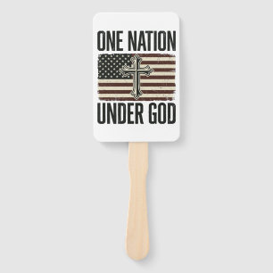 One Nation Under God Patriotic Cross Hand Fan