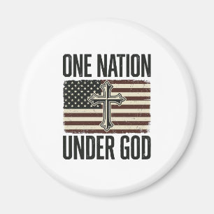 One Nation Under God Patriotic Cross Magnet