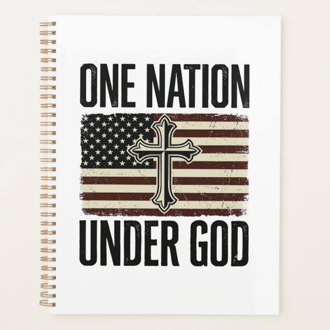 One Nation Under God Patriotic Cross Planner (Front)