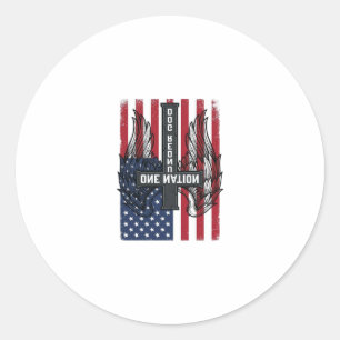 One Nation Under God Patriotic Cross Wings Shirt_1 Classic Round Sticker