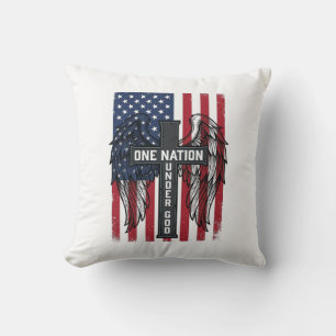 One Nation Under God Patriotic Cross Wings Shirt_1 Cushion