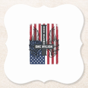 One Nation Under God Patriotic Cross Wings Shirt_1 Paper Coaster