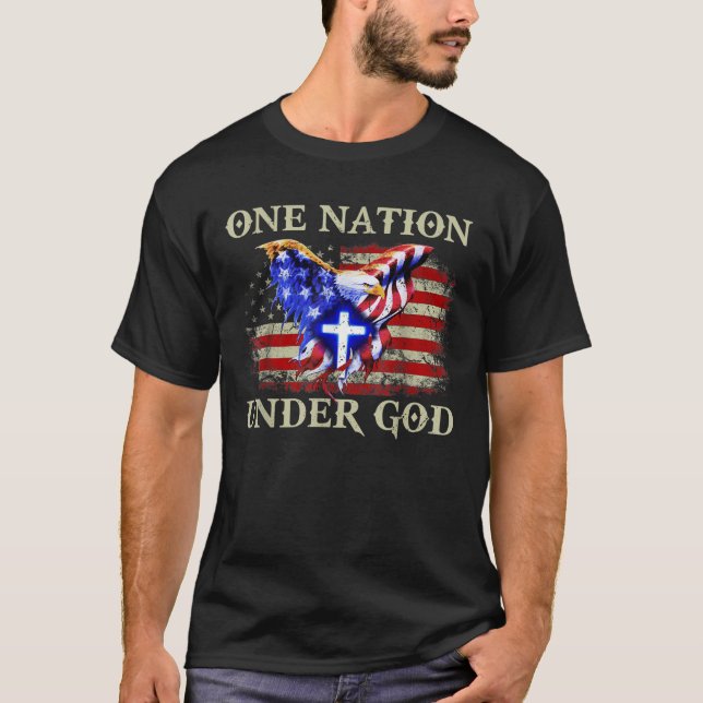 one nation under god patriotic usa christian  T-Shirt (Front)