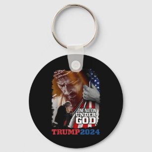 One Nation Under God President Trump 2024 America Key Ring