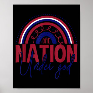 One nation under god rainbow patriotic independenc poster