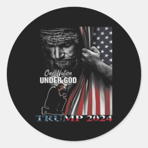 One Nation Under God Trump 2024 God American Flag Classic Round Sticker
