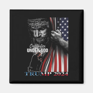 One Nation Under God Trump 2024 God American Flag  Magnet
