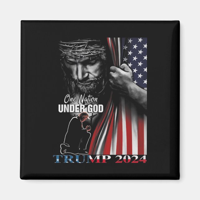 One Nation Under God Trump 2024 God American Flag  Magnet (Front)