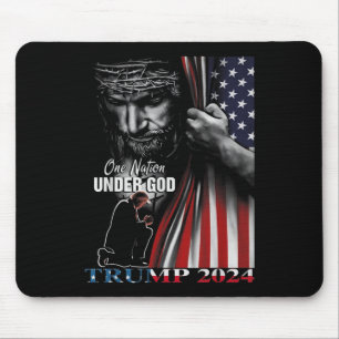 One Nation Under God Trump 2024 God American Flag  Mouse Pad