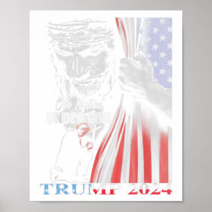 One Nation Under God Trump 2024 God American Flag  Poster