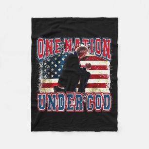 One Nation Under God Trump Pray Jesus Usa Flag Dis Fleece Blanket
