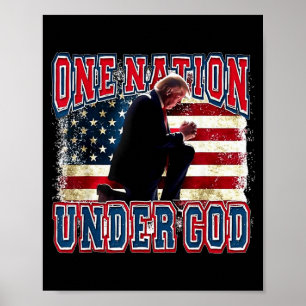 One Nation Under God Trump Pray Jesus Usa Flag Dis Poster
