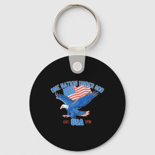 One Nation Under God Usa Flag 4th Of July Est 1776 Key Ring