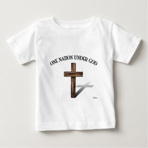 One Nation Under God with rugged cross Baby T-Shirt