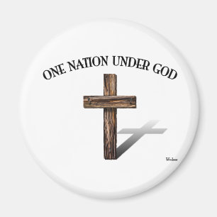 One Nation Under God with rugged cross Magnet