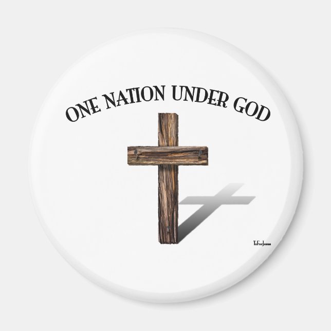 One Nation Under God with rugged cross Magnet (Front)