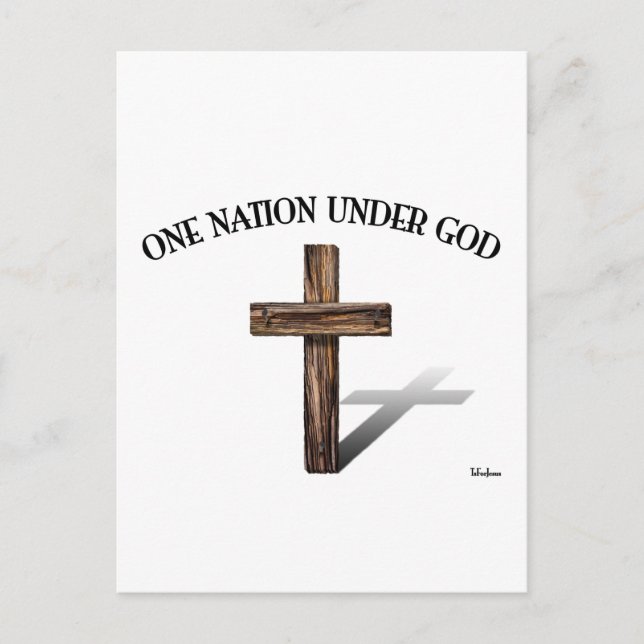 One Nation Under God with rugged cross Postcard (Front)