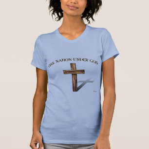 One Nation Under God with rugged cross T-Shirt