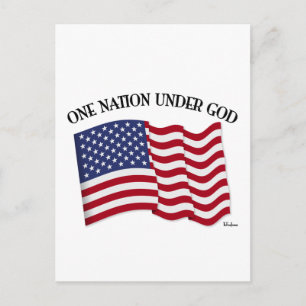 One Nation Under God with US flag Postcard