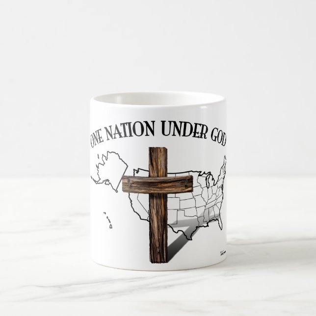One Nation Under God with US outline Coffee Mug (Center)