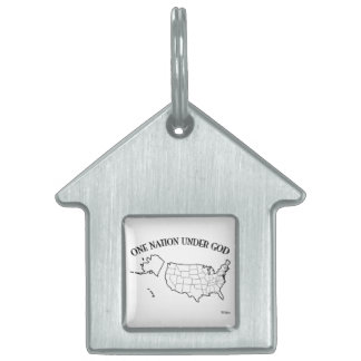 One Nation Under God with US outline Pet ID Tag