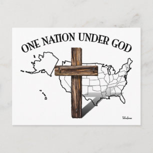One Nation Under God with US outline Postcard