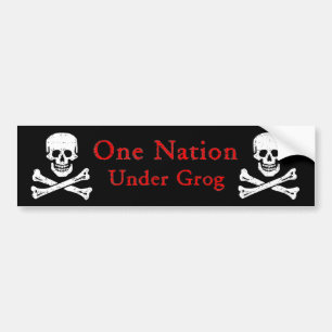 One Nation Under Grog Bumpersticker (red ltr) Bumper Sticker