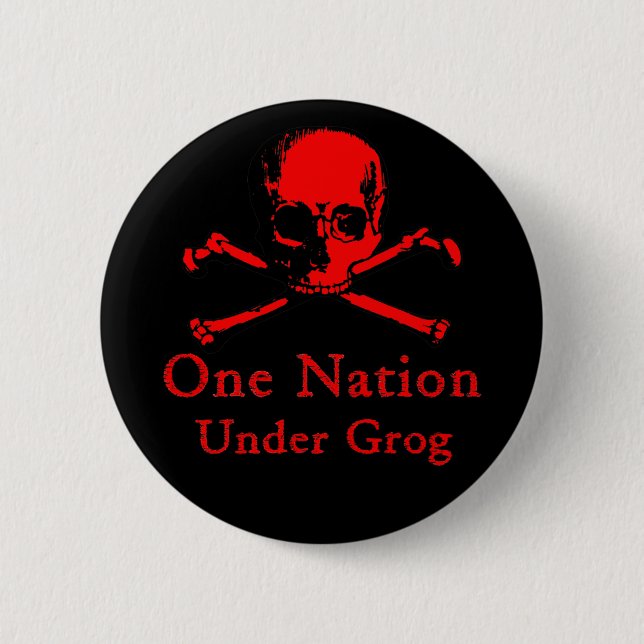One Nation Under Grog button (red skull) (Front)