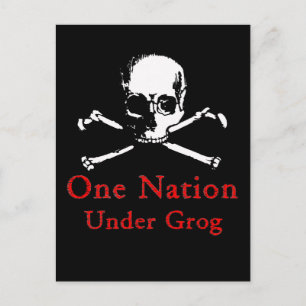 One Nation Under Grog postcards (white skull)