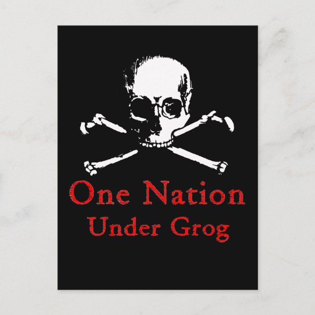 One Nation Under Grog postcards (white skull) (Front)