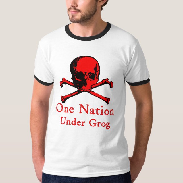 One Nation Under Grog t-shirt (red fill image) (Front)