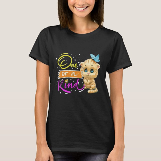 One Of A Kind Cat  Let's Be Kind T-Shirt (Front)