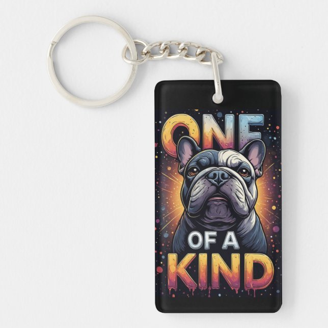 One Of A Kind Dog Portrait With Bold Colours Key Ring (Front)