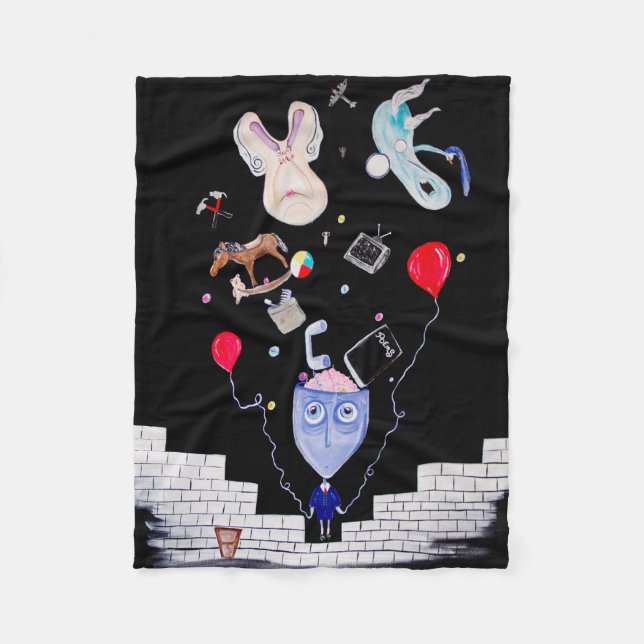 One-of-a-kind Fleece Blanket. Pink's Wall. (Front)