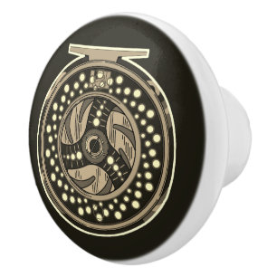 One-of-a-kind Reel for Fly Fishing Decor Ceramic Knob