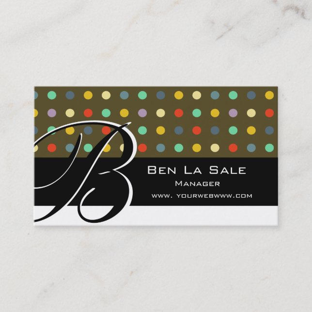 One Of A Kind Retro Unique Pattern   Monogram Business Card (Front)